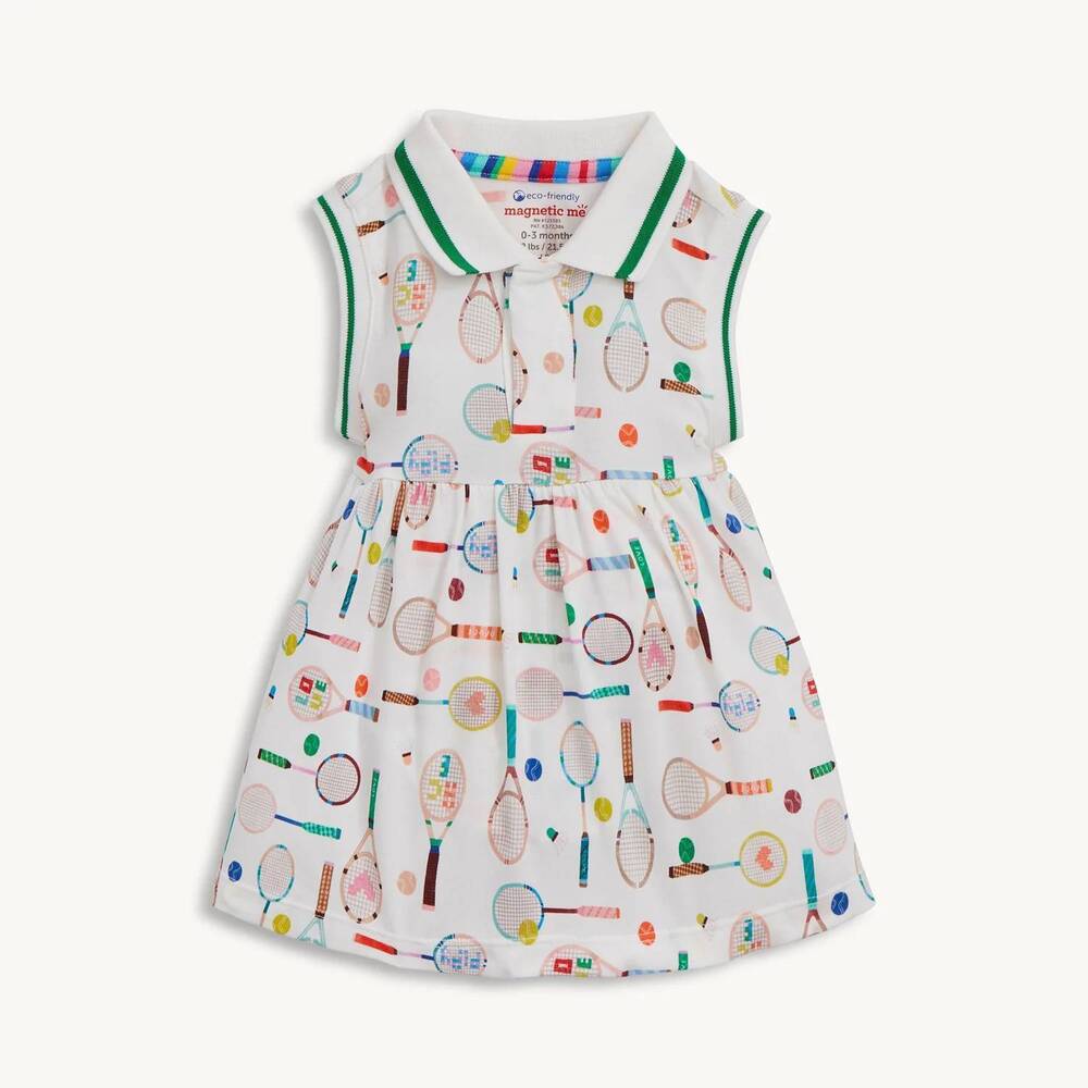 NEW MAGNETIC ME girl's magnetic bodysuit collar dress in white